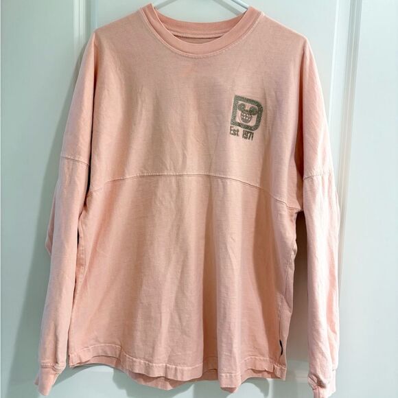 Disney Tops - Disney Mickey Mouse Est. 1977 Spirit Jersey Peach Pink Pullover Sweatshirt-M
